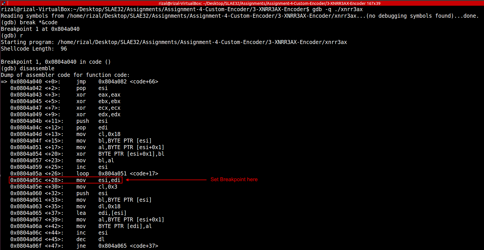 GDB Disassembly Breakpoints1